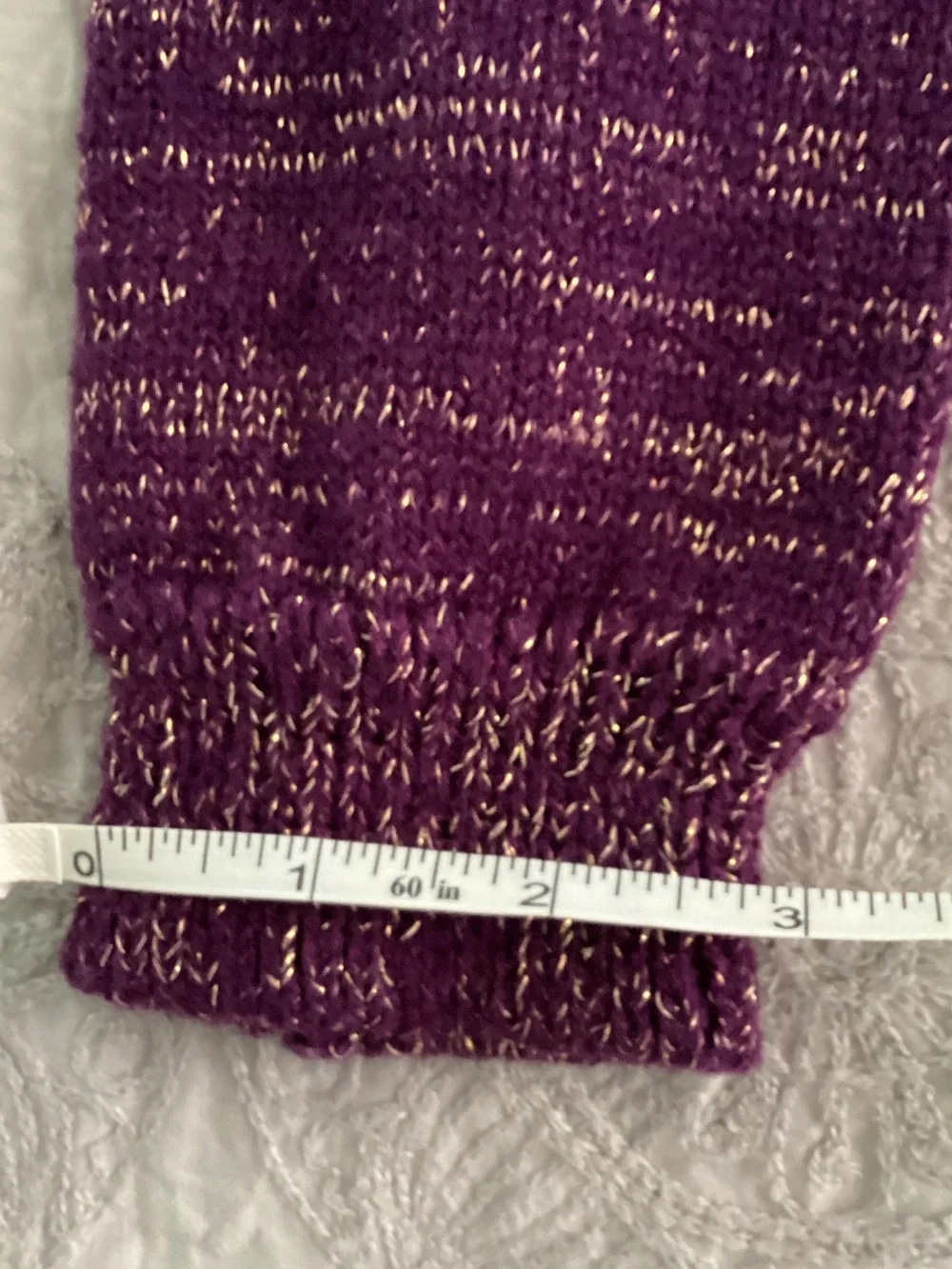 Little Girl Purple Owl Knit Leg Warmers with Metallic Thread 🟣